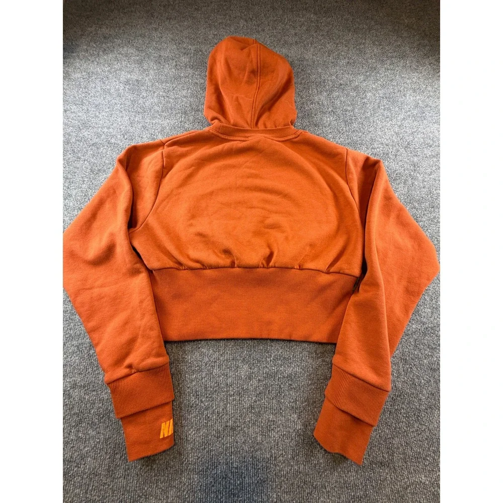 Nike Womens Essential Cropped Hoodie Burnt Orange Fleece Sweatshirt Medium 0372